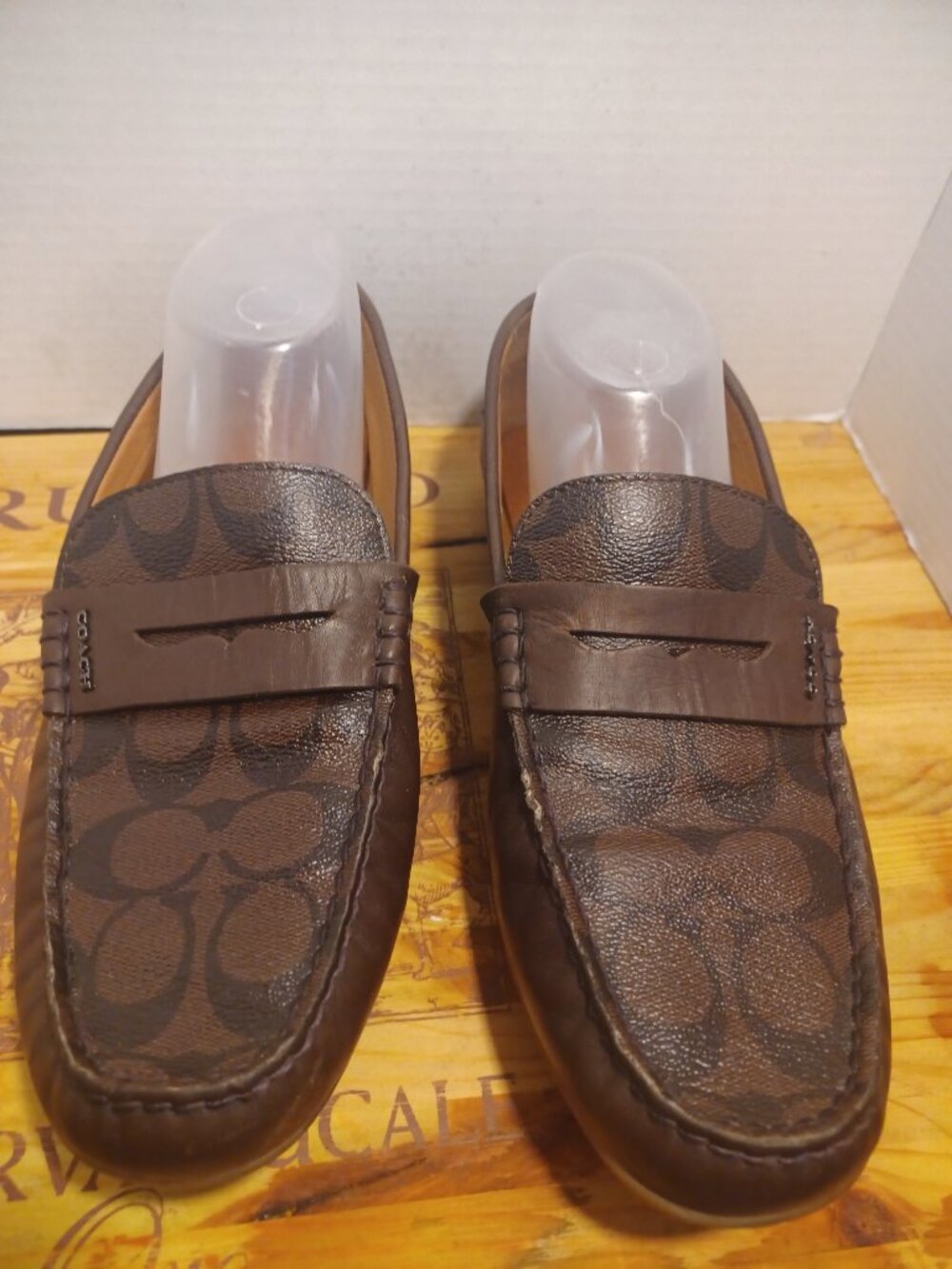 Coach Mott Driover Mahogany Signature PVC Loafer Shoes Mens Size 8D